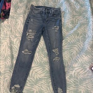 American Eagle Outfitters Light Blue Distressed Skinny Jeans
